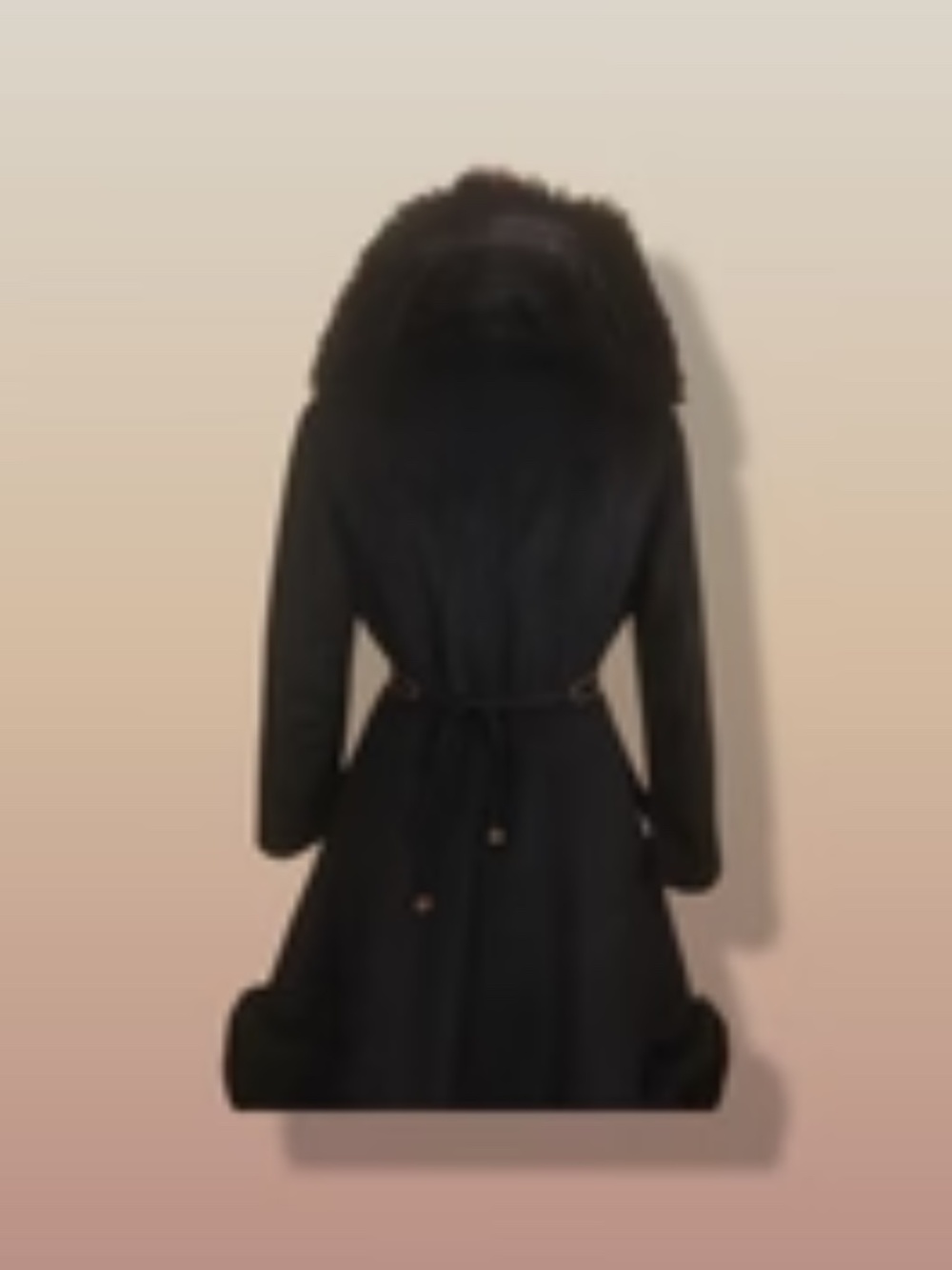 60’s Black Coat Vintage Lilli Ann Fit and Flare Shearling Pinup Princess Beaded - Picture 7 of 15
